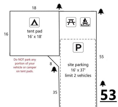 Site #53 Layout, Upper · Site 53 at D.H. Day Campground