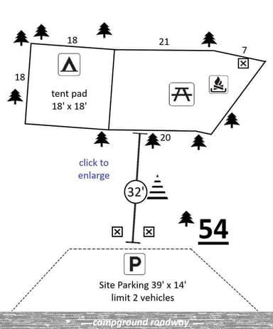 Site #54 Layout, Upper · Site 54 at D.H. Day Campground